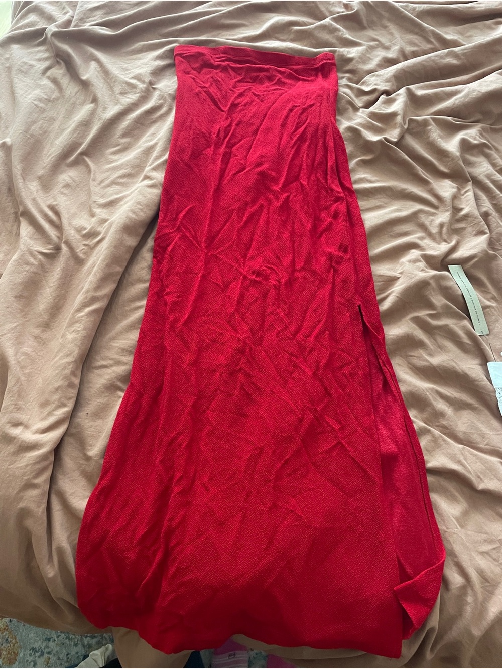 Vintage Red Strapless Midi Dress